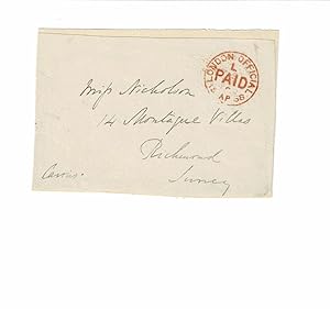 Seller image for Holograph Cover with the SIGNATURE of the Lord High Chancellor of Great Britain HUGH CAIRNS, 1ST EARL CAIRNS. for sale by Blue Mountain Books & Manuscripts, Ltd.