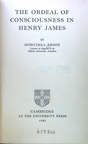 Seller image for The Ordeal of Consciousness in Henry James; for sale by books4less (Versandantiquariat Petra Gros GmbH & Co. KG)