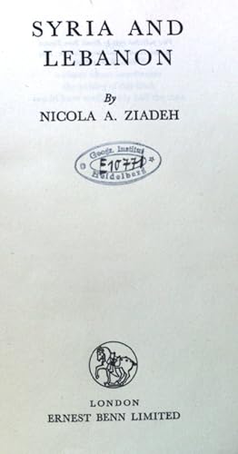 Bild des Verkufers fr Syria and Lebanon; Nations of the Modern World; zum Verkauf von books4less (Versandantiquariat Petra Gros GmbH & Co. KG)