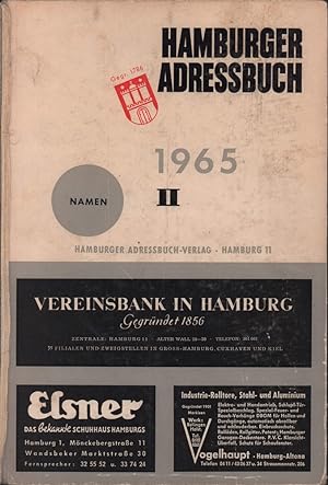 Hamburger Adressbuch 1965. AUSGABE 174. BAND 2 (von 3) apart: NAMEN. Anschriften- und Nachschlage...