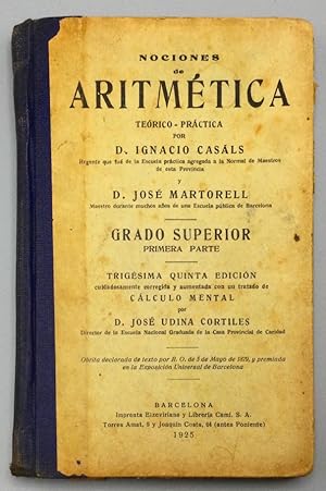 Immagine del venditore per Nociones de Aritmtica terico-prctica. Grado superior, primera parte. venduto da Els llibres de la Vallrovira