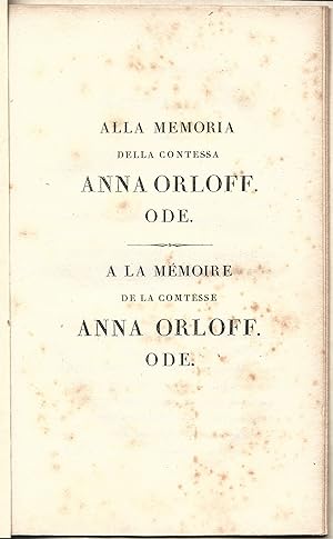 Alla Memoria della Contessa Anna Orloff. Ode.