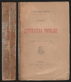 Image du vendeur pour Saggi di letteratura popolare. Tradizioni - Tatro - Leggedne - Canti. mis en vente par Libreria Antiquaria Palatina
