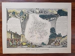 GRAVURE COULEURS - ATLAS NATIONAL LEVASSEUR - 1850 - DEPARTEMENT DES HAUTES PYRENEES