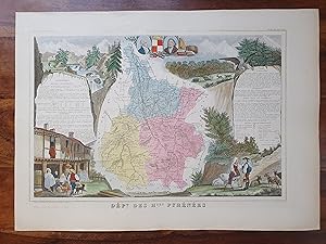 GRAVURE COULEURS - ATLAS NATIONAL LEVASSEUR - 1850 - DEPARTEMENT DES HAUTES PYRENEES