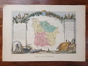 GRAVURE COULEURS - ATLAS NATIONAL LEVASSEUR - 1850 - DEPARTEMENT DE LA NIEVRE