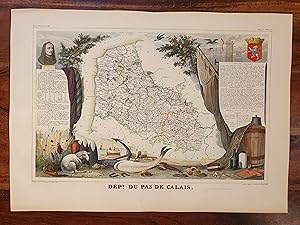 GRAVURE COULEURS - ATLAS NATIONAL LEVASSEUR - 1850 - DEPARTEMENT DU PAS DE CALAIS