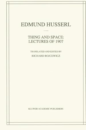 Imagen del vendedor de Thing and Space : Lectures of 1907 a la venta por AHA-BUCH GmbH