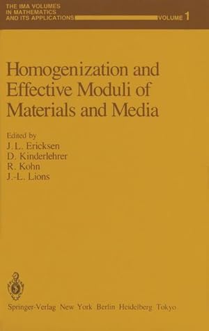 Bild des Verk�ufers f�r Homogenization and Effective Moduli of Materials and Media zum Verkauf von AHA-BUCH GmbH