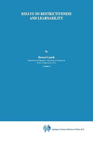 Immagine del venditore per Essays on Restrictiveness and Learnability venduto da AHA-BUCH GmbH