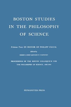 Bild des Verkufers fr Proceedings of the Boston Colloquium for the Philosophy of Science,1962-1964 : In Honor of Philipp Frank zum Verkauf von AHA-BUCH GmbH