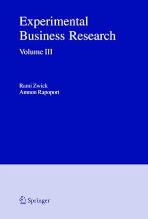 Bild des Verk�ufers f�r Experimental Business Research : Volume III: Marketing, Accounting and Cognitive Perspectives zum Verkauf von AHA-BUCH GmbH