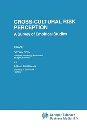 Immagine del venditore per Cross-Cultural Risk Perception : A Survey of Empirical Studies venduto da AHA-BUCH GmbH