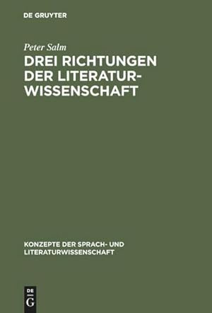 Bild des Verkufers fr Drei Richtungen der Literaturwissenschaft : Scherer  Walzel  Staiger zum Verkauf von AHA-BUCH GmbH
