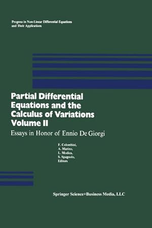 Bild des Verkufers fr Partial Differential Equations and the Calculus of Variations : Essays in Honor of Ennio De Giorgi Volume 2 zum Verkauf von AHA-BUCH GmbH