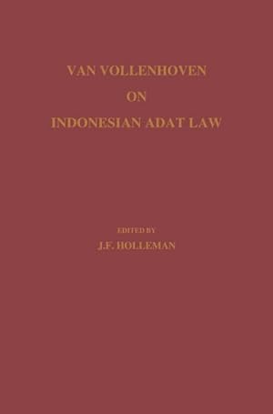 Bild des Verkufers fr Van Vollenhoven on Indonesian Adat Law zum Verkauf von AHA-BUCH GmbH