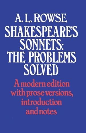 Image du vendeur pour Shakespeares Sonnets : The Problems Solved mis en vente par AHA-BUCH GmbH