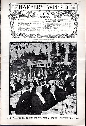 Imagen del vendedor de PRINT: "The Aldine Club Dinner to Mark Twain, December 4". photo from Harper's Weekly, December 15, 1900 a la venta por Dorley House Books, Inc.