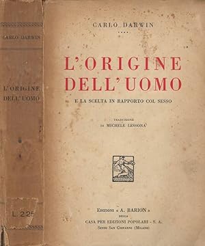 Bild des Verkufers fr Dell'origine dell'uomo E la scelta in rapporto col sesso zum Verkauf von Biblioteca di Babele