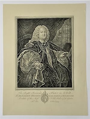 William Hogarth, Bishop Hoadly, original print engraved 1743, this copy c1837