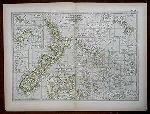 Islands of the Pacific Ocean New Zealand Fiji Samoa Hawaii 1897 detailed map