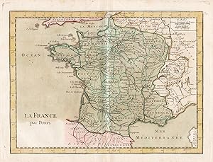 Bild des Verkufers fr La France par Postes" - France Frankreich carte Karte map zum Verkauf von Antiquariat Steffen Vlkel GmbH