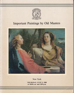 Bild des Verkufers fr Important Paintings by Old Masters June 5, 1980 zum Verkauf von Never Too Many Books