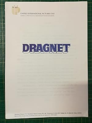 Image du vendeur pour Dragnet film ephemera, Production Notes mis en vente par Rattlesnake Books