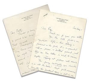 Two Autograph Letters Signed by Isabel Bishop, American Painter and Graphic Artist