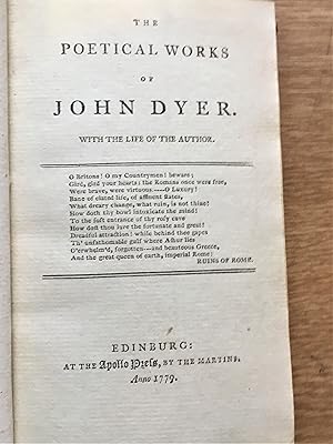 THE POETICAL WORKS OF JOHN DYER with the Life of the Author