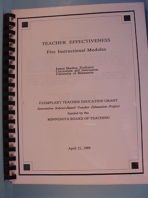 Seller image for Teacher Effectiveness Five Instructional Modules for sale by PB&J Book Shop