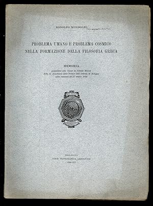 Bild des Verkufers fr Problema umano e problema cosmico nella formazione della Filosofia greca zum Verkauf von Sergio Trippini