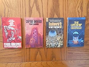 Seller image for Harry Harrison Novels Four (4) Paperback Book Lot, including: Plague From Space; Captive Universe; Deathworld 3, and; The Lifeship. for sale by Clarkean Books