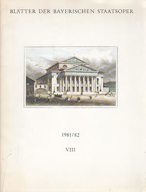 Bild des Verkufers fr Bltter der Bayerischen Staatsoper. 1981/82, Heft 8. [Programmheft]. zum Verkauf von Fundus-Online GbR Borkert Schwarz Zerfa