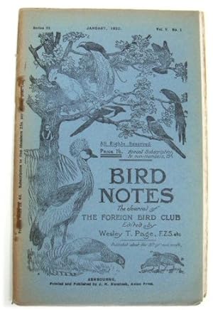 Imagen del vendedor de Bird Notes: The Journal of the Foreign Bird Club. Vol. V, No.1 a la venta por PsychoBabel & Skoob Books