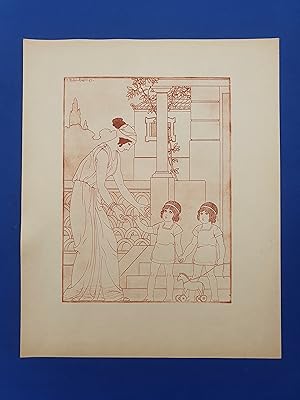 ART-DECO - POCHOIR - MEDECINE - Enfants - Tirage sanguine sur Papier Japon