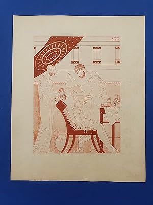 ART-DECO - POCHOIR - MEDECINE - On incise la luette - Tirage sanguine sur Papier Japon