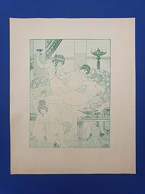 ART-DECO - POCHOIR - MEDECINE - Excès de vin et de femmes - Tirage vert sur Papier Japon