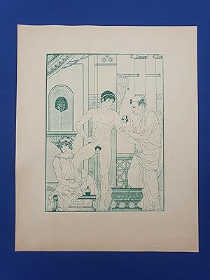 ART-DECO - POCHOIR - MEDECINE - Dans le gymnase - Tirage vert sur Papier Japon