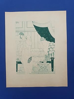 ART-DECO - POCHOIR - MEDECINE - Buvait avidement - Tirage vert sur Papier Japon