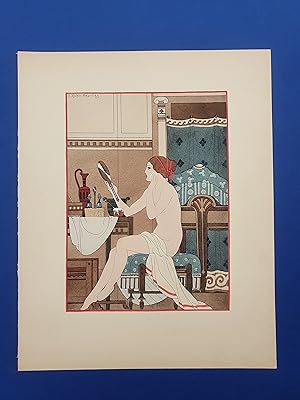 ART-DECO - POCHOIR - MEDECINE - Devant le miroir - Tirage couleurs sur Papier Japon