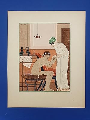 ART-DECO - POCHOIR - MEDECINE - Bain d'eau chaude - Tirage couleurs sur Papier Japon