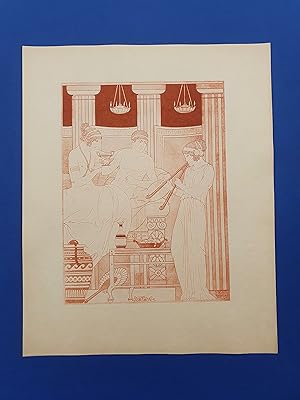 ART-DECO - POCHOIR - MEDECINE - La joueuse de flûte - Tirage sanguine sur Papier Japon