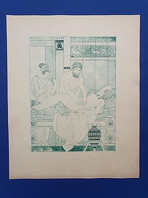 ART-DECO - POCHOIR - MEDECINE - Massage - Tirage vert sur Papier Japon