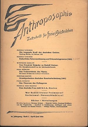 Anthroposophie. 15. Jahrgang, Buch 3 1934