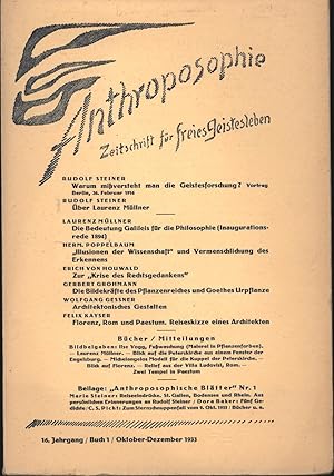 Anthroposophie. 15. Jahrgang, Buch 1 1933