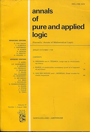 Imagen del vendedor de Annals of pure and applied logic (Formerly: Annals of Mathematical Logic). Volume 27, Number 1, August 1984 a la venta por Sylvain Par