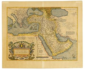 A.Ortelius Map of Holy Land, Arabia and Turkey and Greece Circa 1609