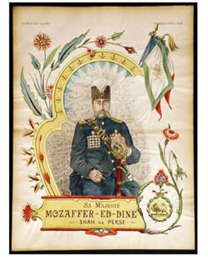 Beautiful Engraving of Mozaffer Ed Dine, Shah of Persia, Circa 19th Century