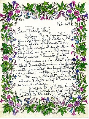 Imagen del vendedor de Jane Kean- Trixie Norton of Jackie Gleason writes to Pearl Bailey about "Hello Dolly!" a la venta por Max Rambod Inc